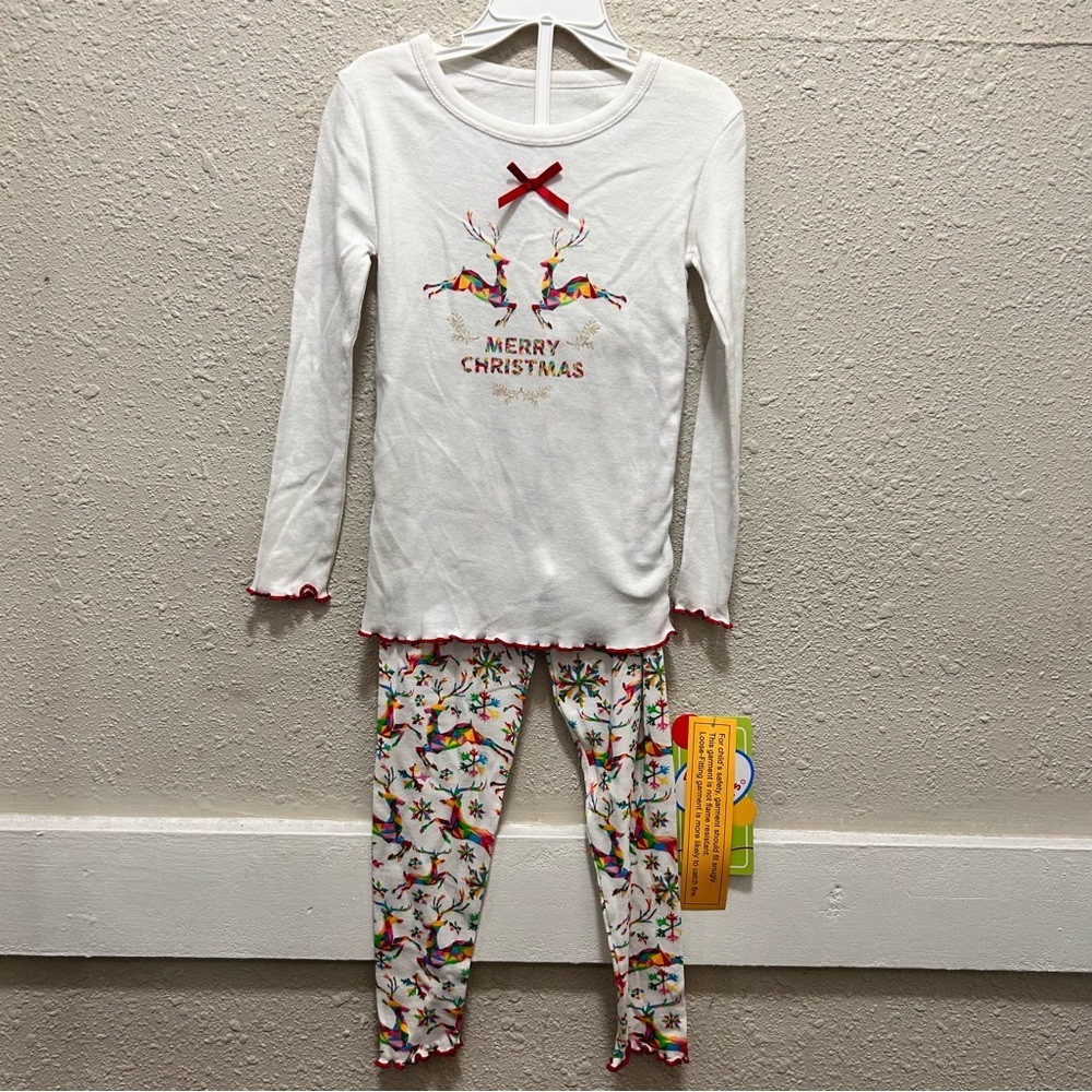 Sara's Prints Merry Christmas Girls Pajamas NWT